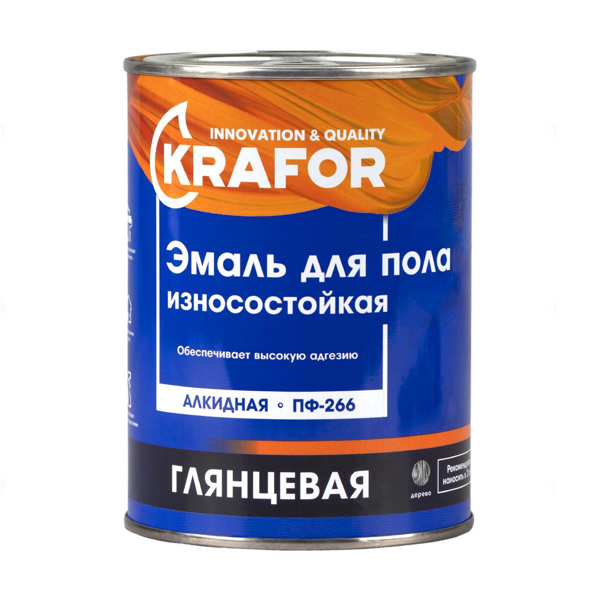 Изображение товара Эмаль KRAFOR ПФ-266 цвет желто-коричневый 0.9 кг