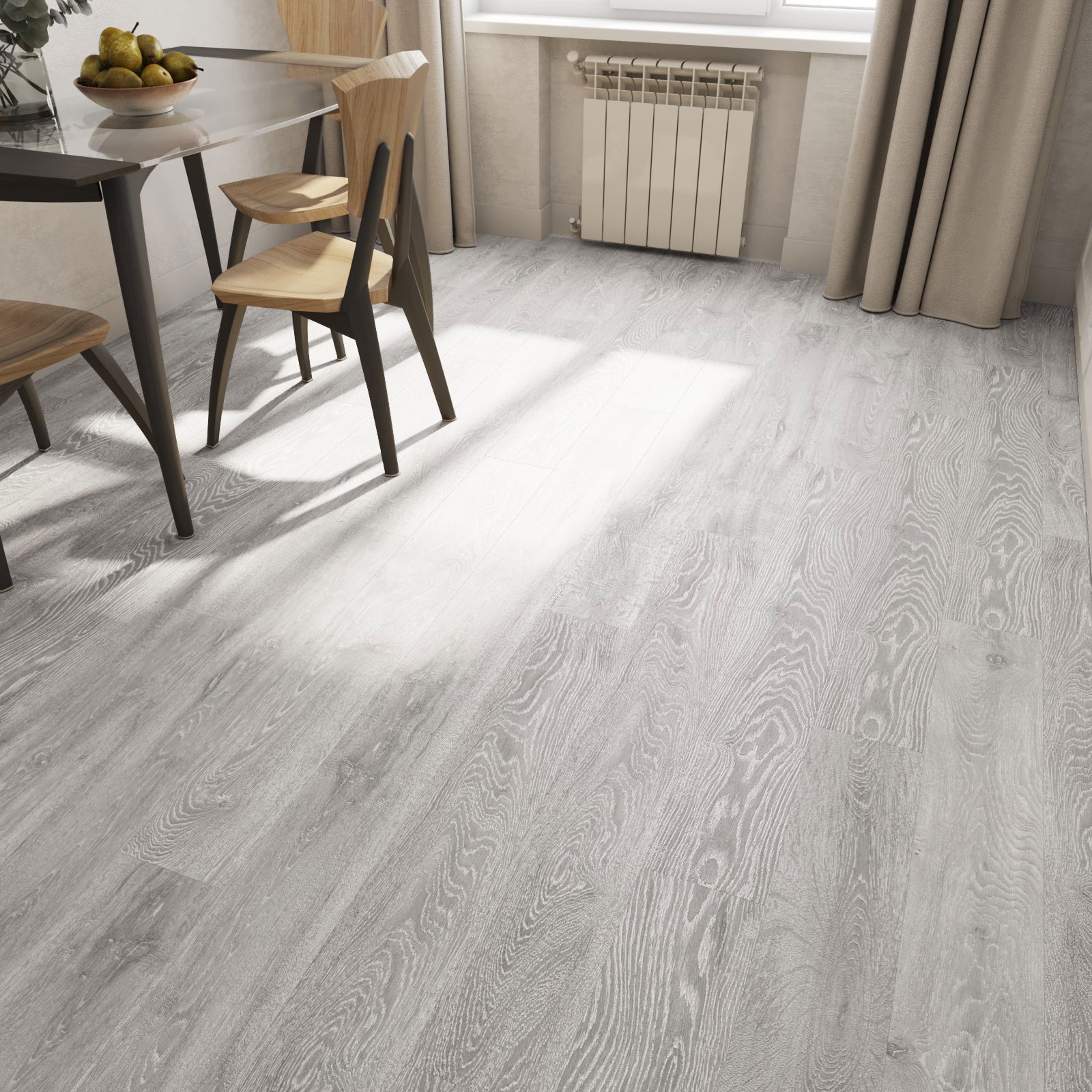 Изображение товара Ламинат Дуб Скальный RR 12 мм 33 класс серо-чёрный для коммерческих помещений