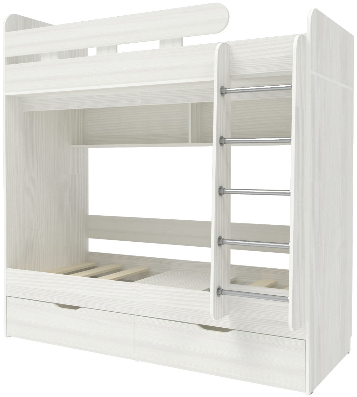 Изображение товара Двухъярусная кровать Кариви Юниор 80x190 см белая безопасная и функциональная