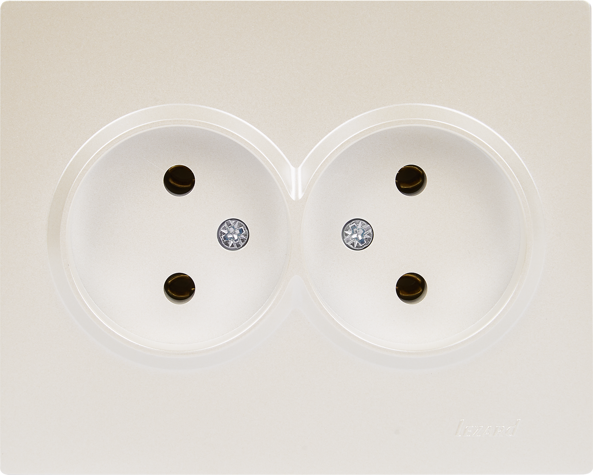 Изображение товара Двойная встраиваемая розетка Lezard Vesna без заземления жемчужный белый IP20