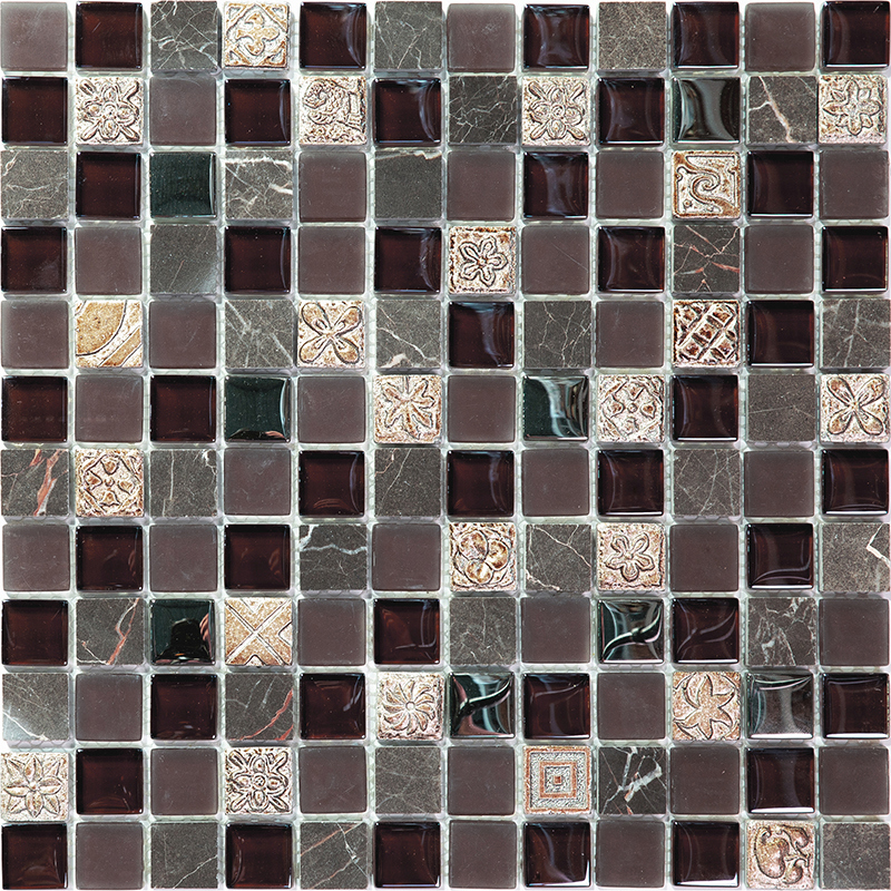 Изображение товара Декоративная мозаика Natural Inka BDA-2301-(GMBD-2302S)-5-298x298 29.8x29.8см комбинированная цвет коричневый