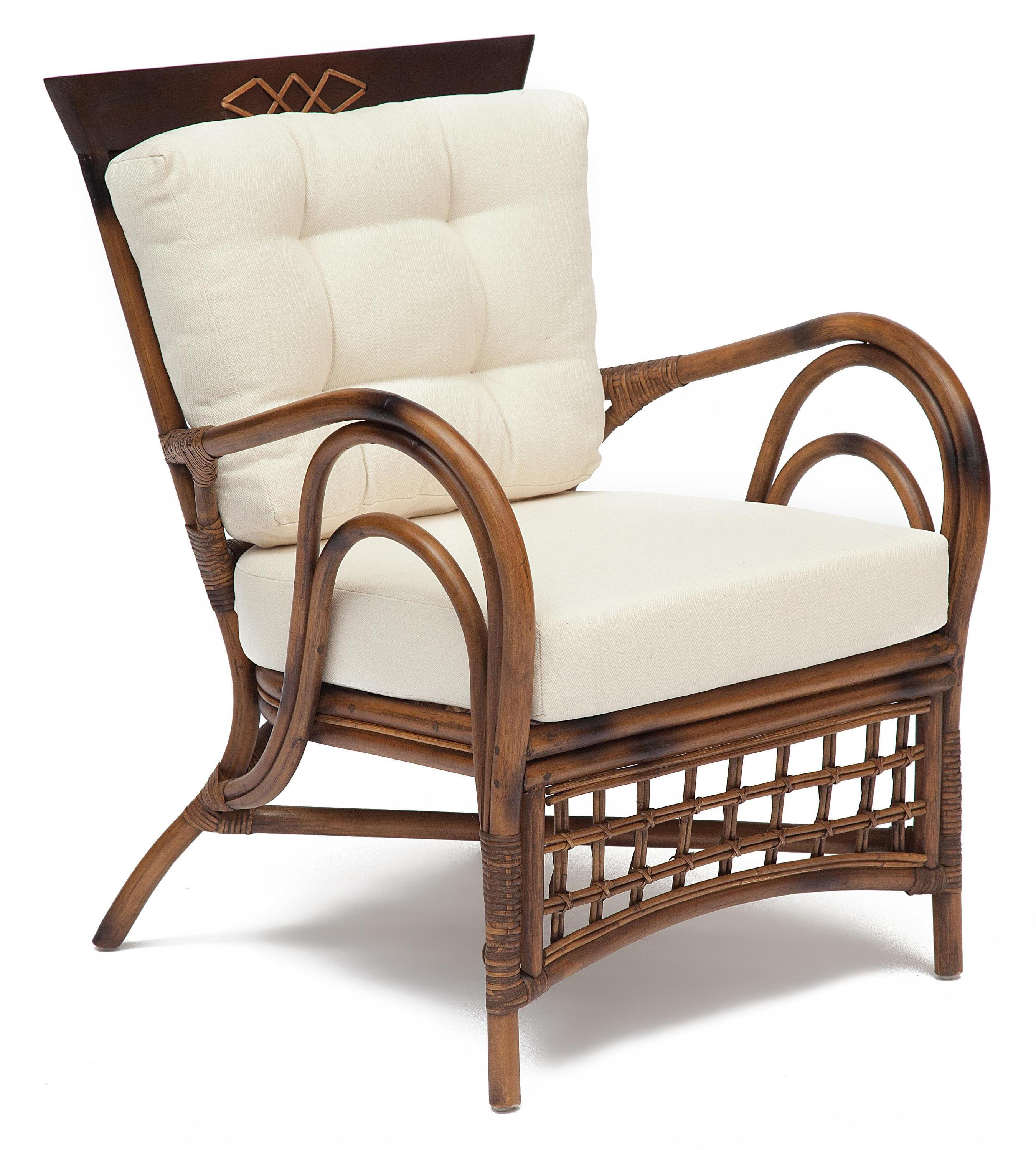 Изображение товара Кресло садовое Kavanto из ротанга с белыми подушками TETCHAIR