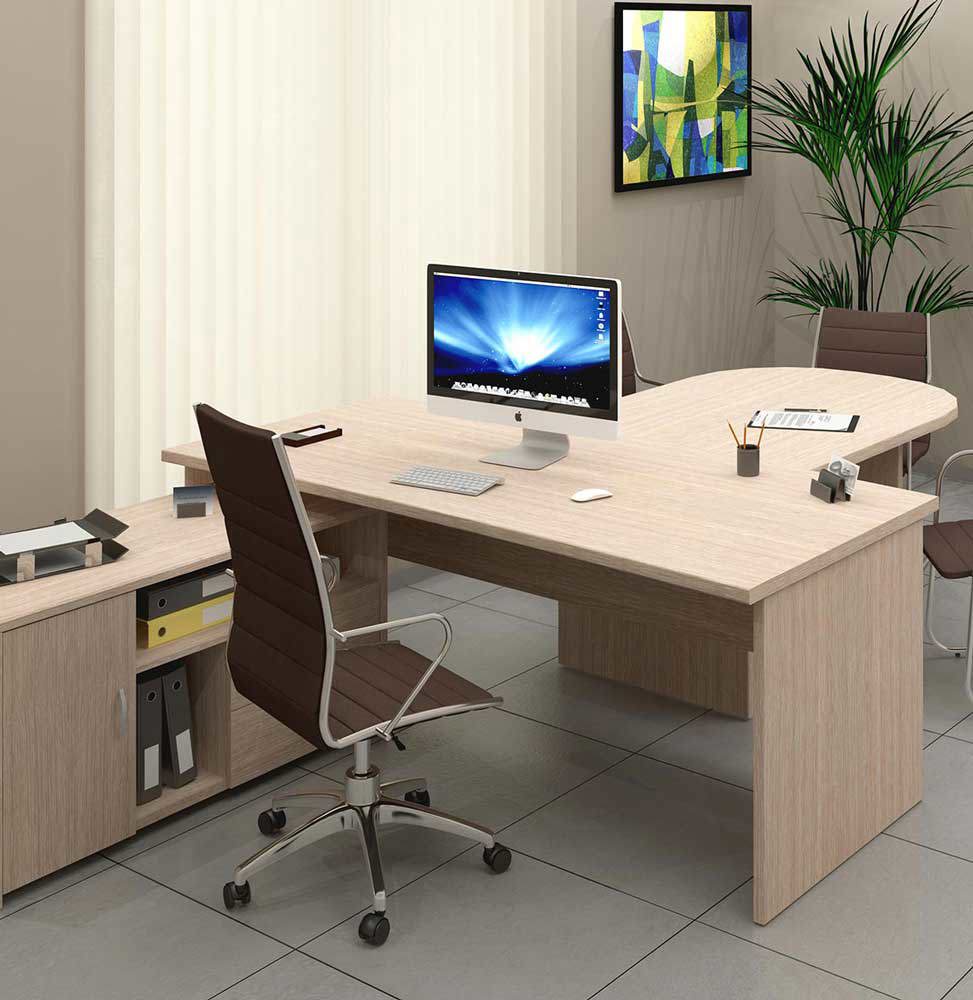 Изображение товара Стол Феликс 160x75 см из ЛДСП цвет дуб для офиса