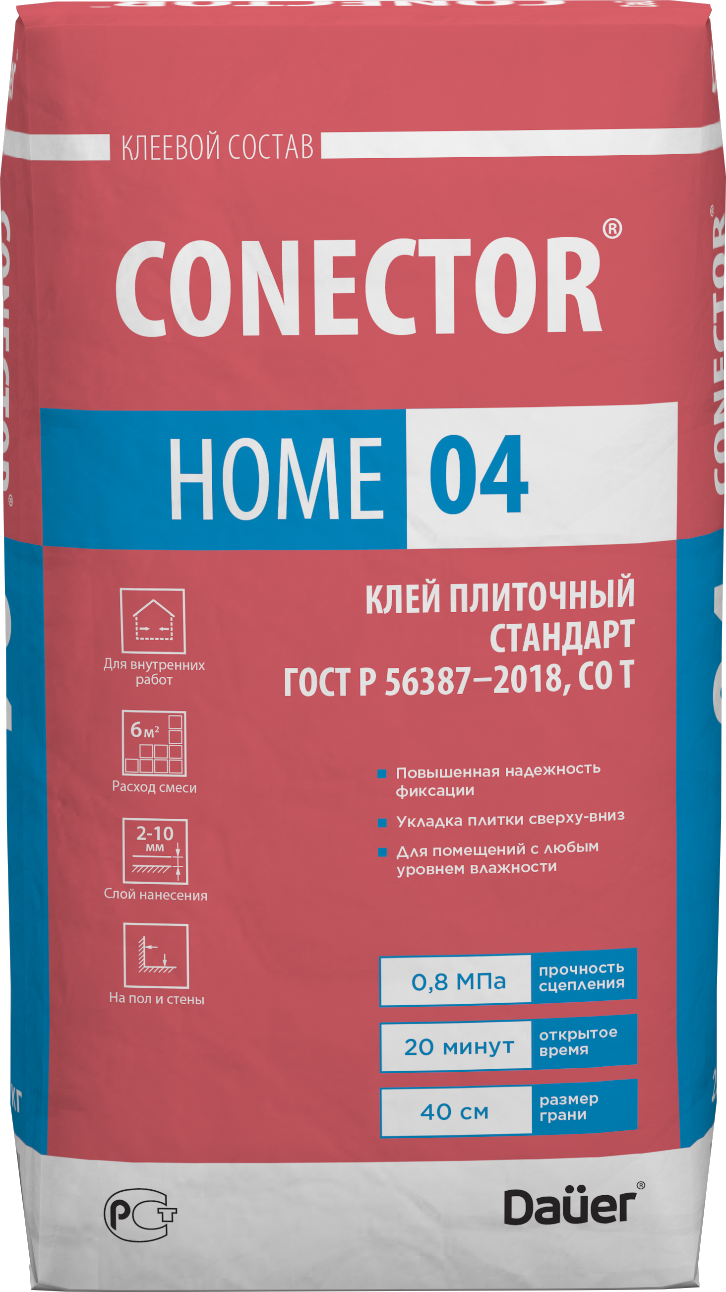Изображение товара Клей для плитки DAÜER Conector Home 04 25 кг для внутренней влажной укладки