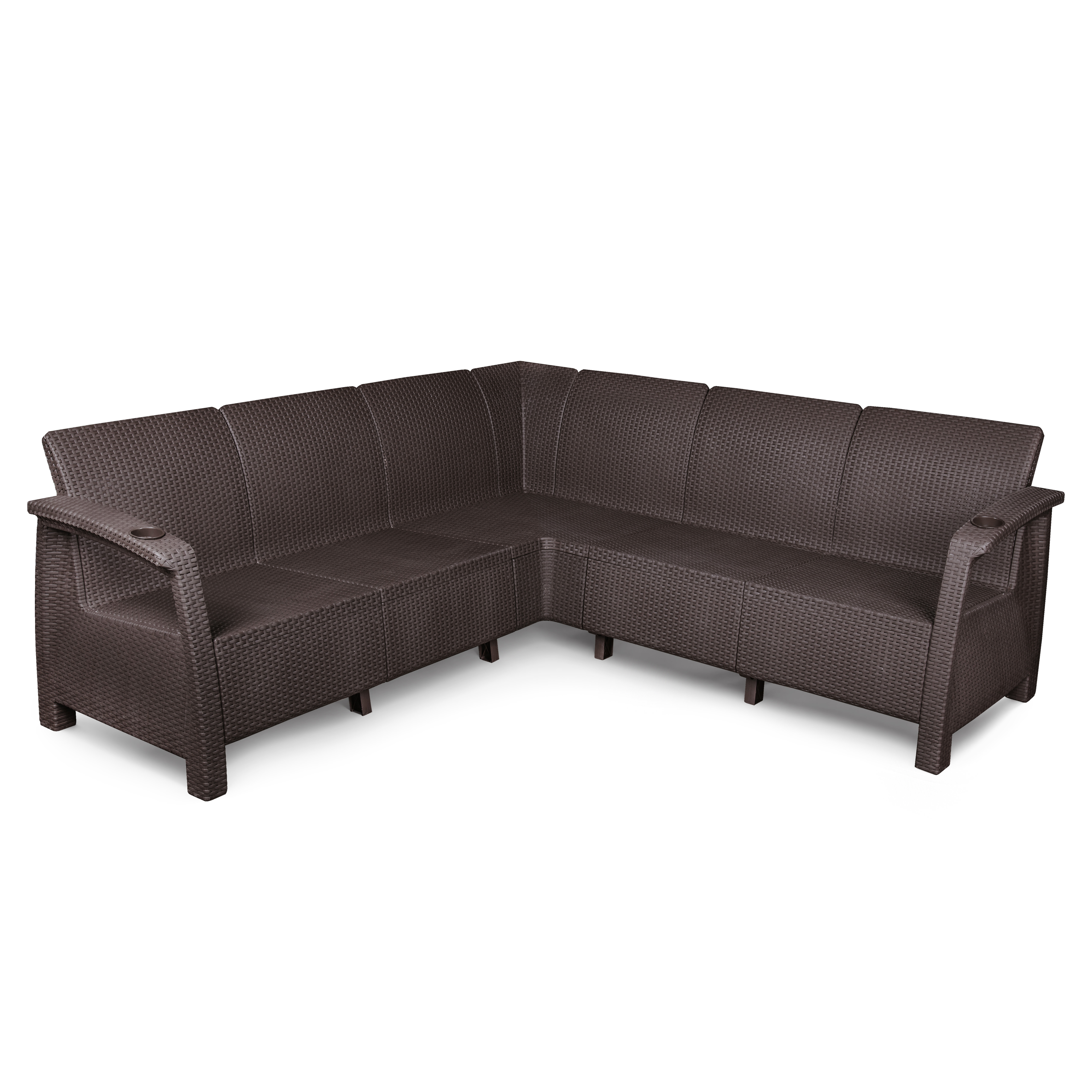 Изображение товара Диван садовый Ротанг угловой пластиковый венге 200х200х79 см