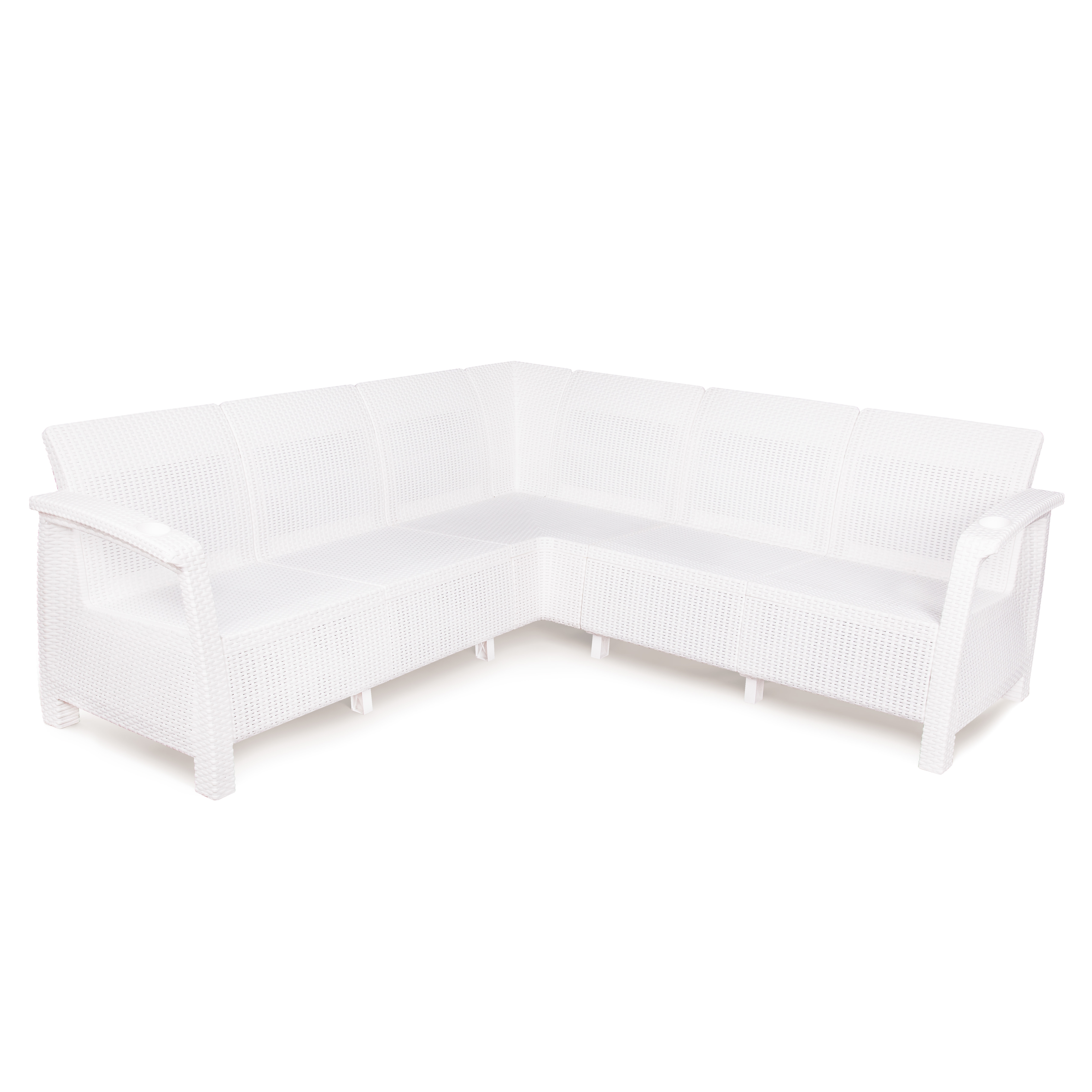 Изображение товара Диван садовый Ротанг угловой 200х200х79 см пластик белый