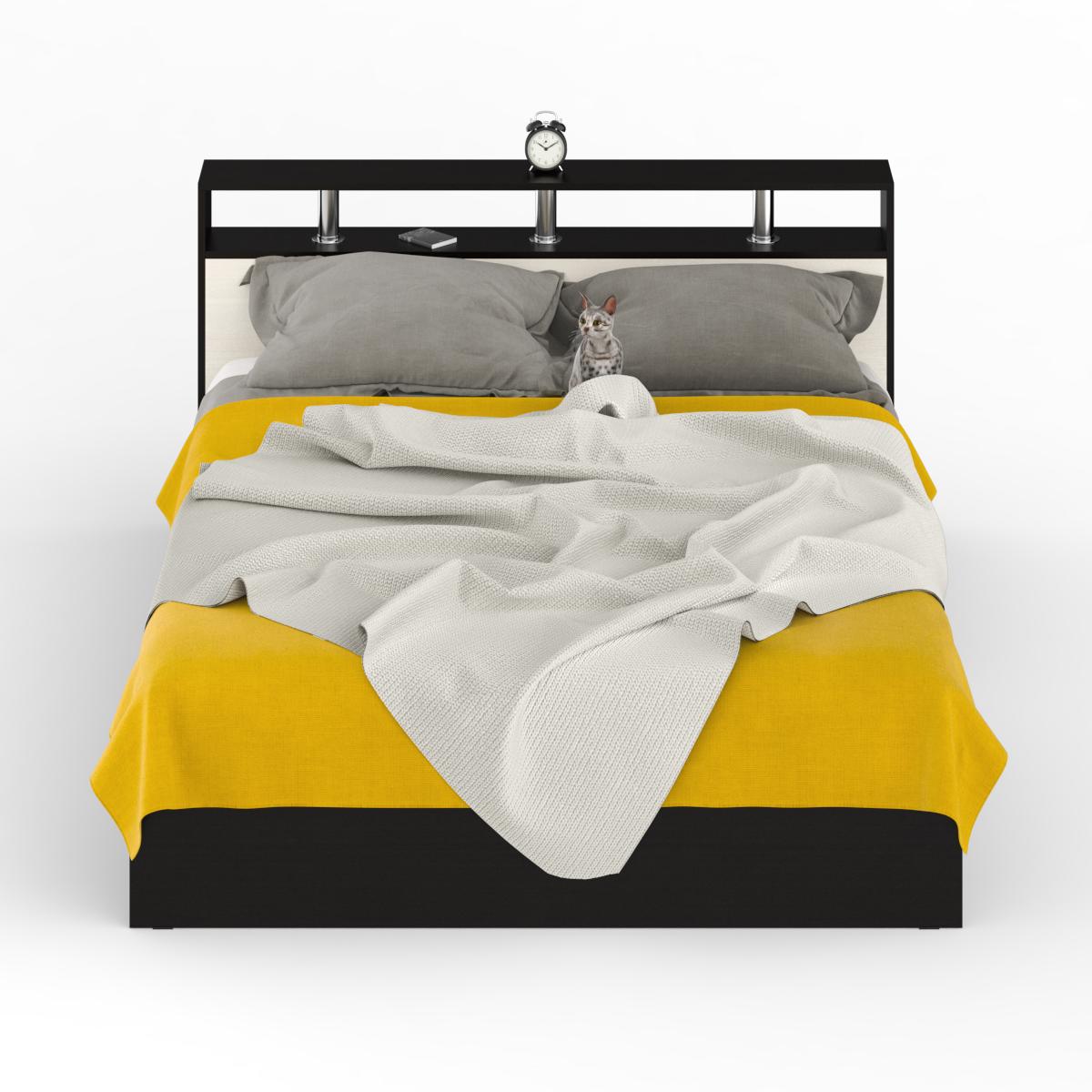 Изображение товара Камелия Кровать 1600 венге дуб двуспальная с изголовьем и нишей