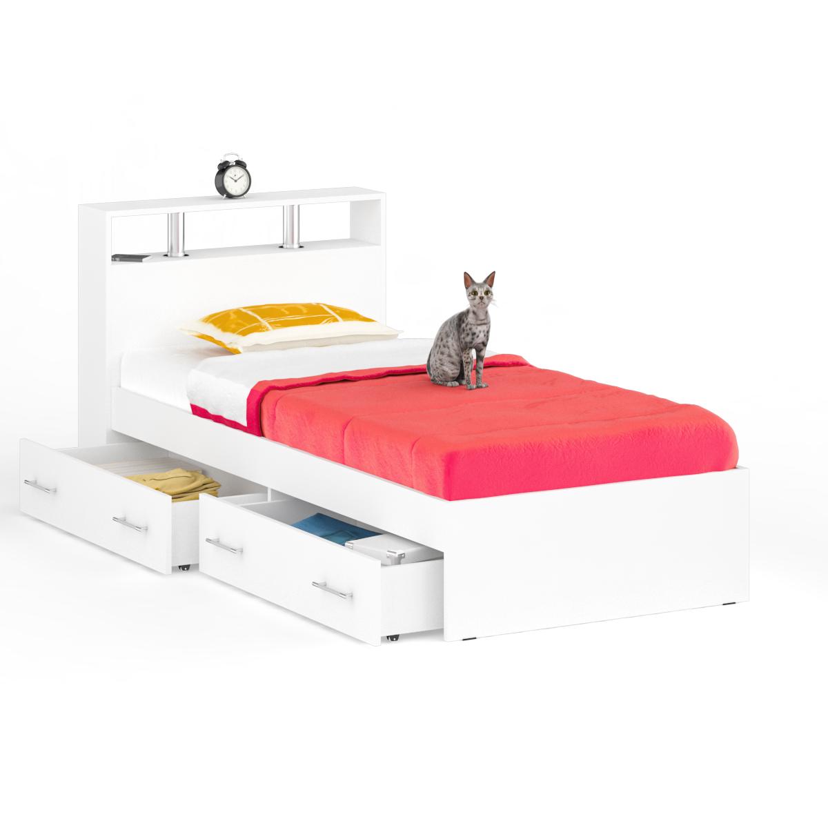 Односпальная кровать с ящиками Камелия 900 цвет белый ️ купить по цене ...