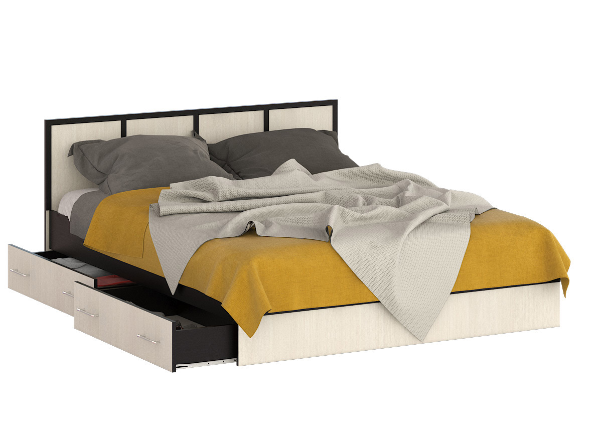 Изображение товара Двуспальная кровать Сакура 1600 с ящиками венге/дуб лоредо