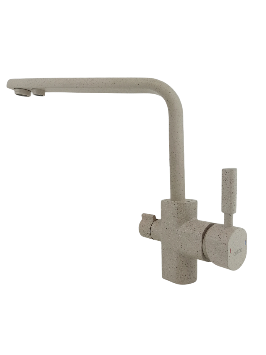 Изображение товара Однорычажный смеситель для кухни OUTE латунь 30 см светло-бежевый