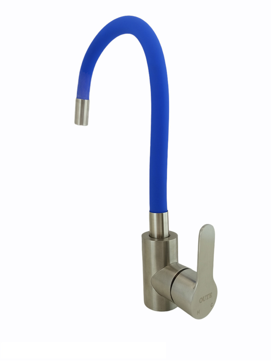 Изображение товара Смеситель для кухни однорычажный OUTE излив 17 см нержавеющая сталь синий