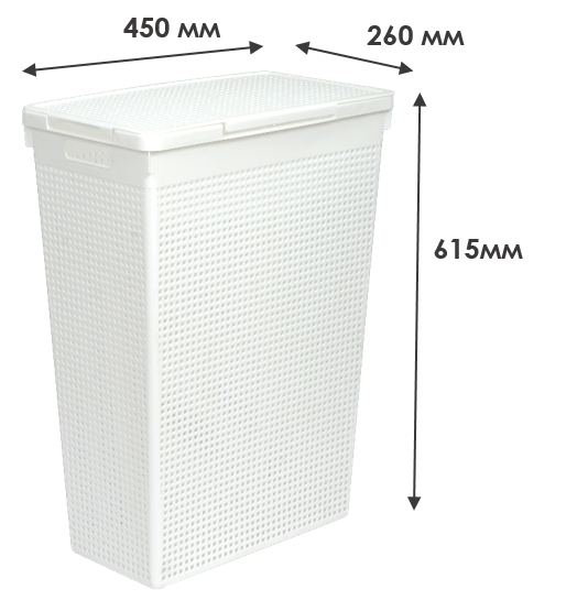 Корзина для белья Виолет Лофт 50л 45x60x26 см цвет белый - 4