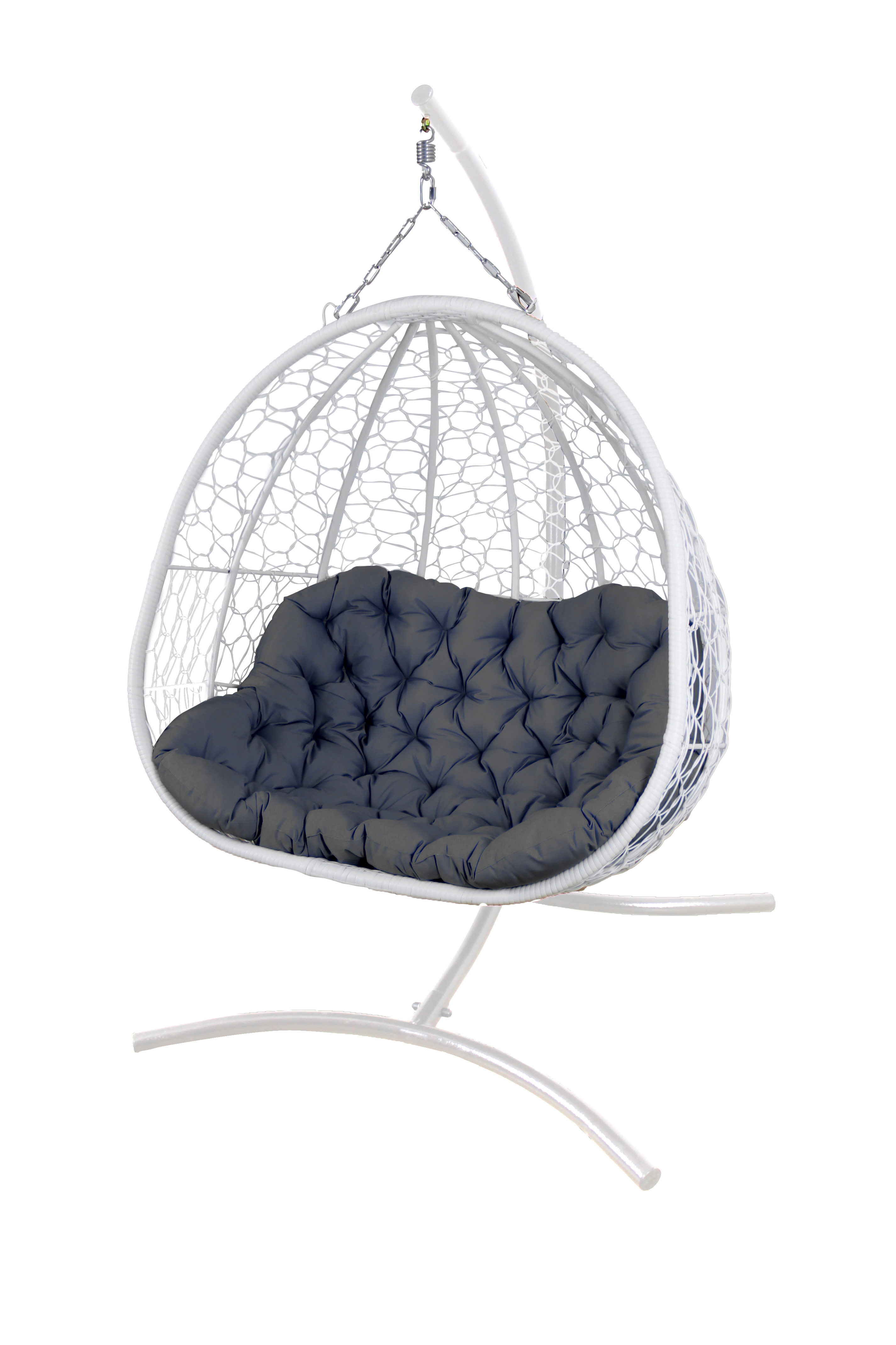 Изображение товара Кресло подвесное GreenGard Севилья 75х130х200 см металл/искусственный ротанг белый/серый