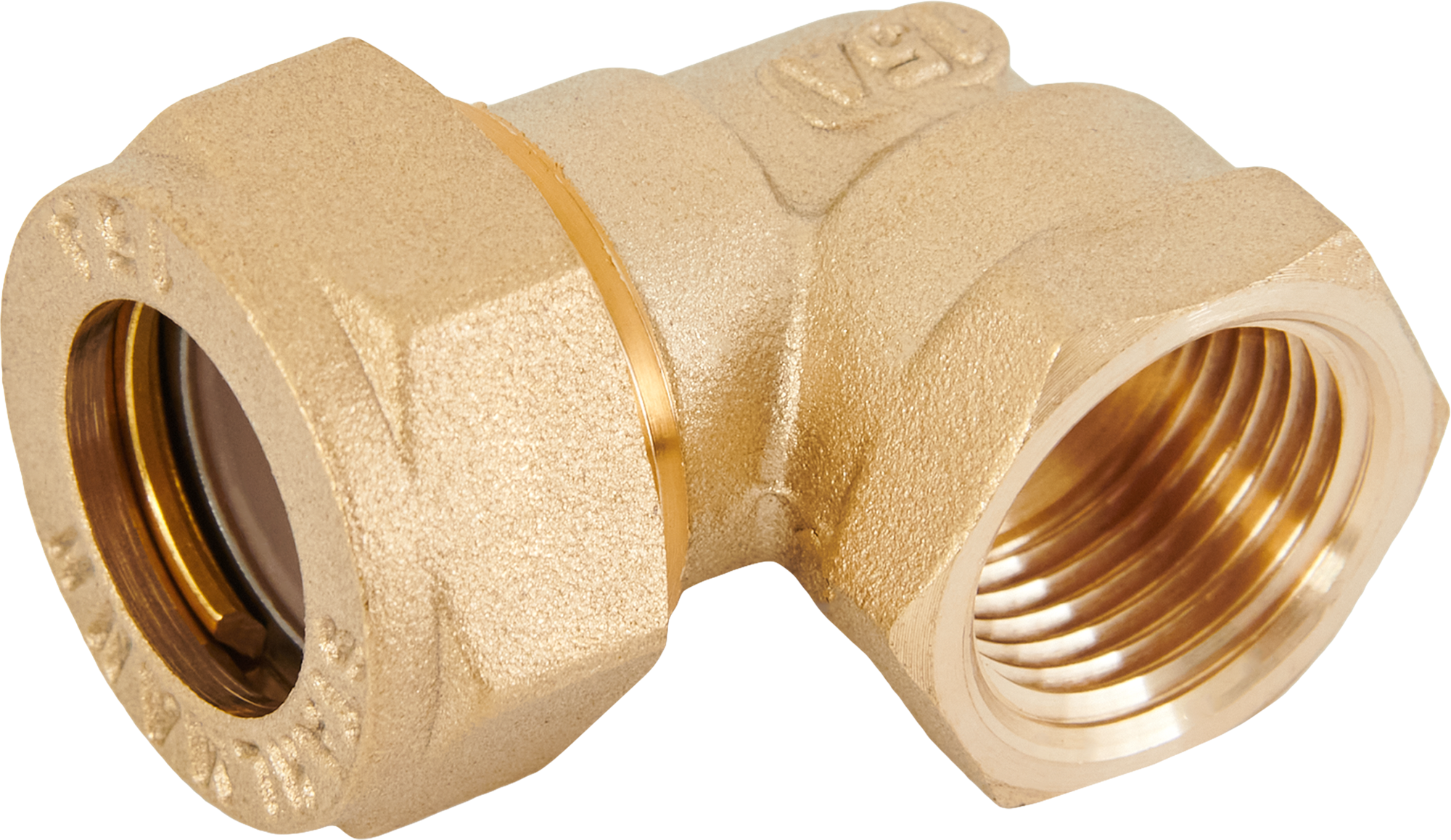 Изображение товара Угольник обжимной Stahlmann 90° латунь 1/2x15 мм для водоснабжения