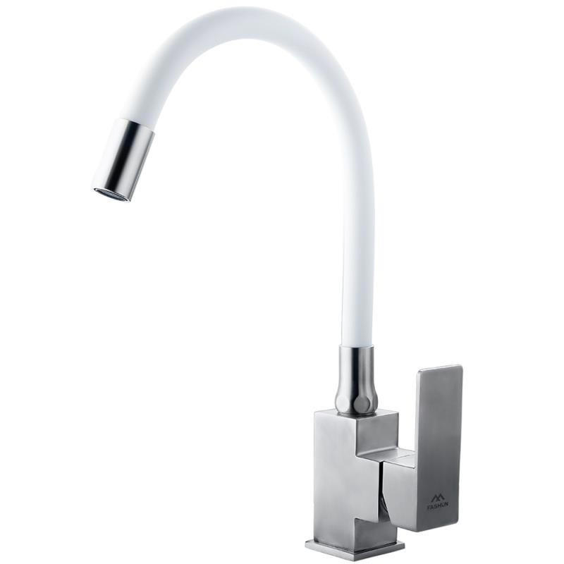 Изображение товара Кухонный смеситель Fashun A54302-8 однорычажный с гибким изливом, сатин/серый