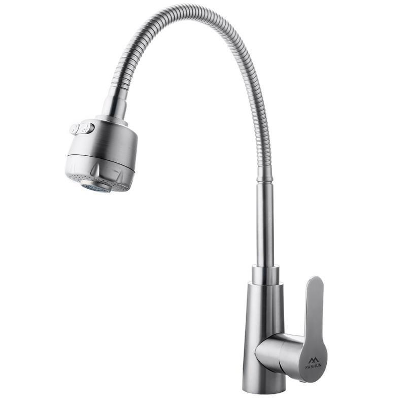 Изображение товара Fashun A54301-3 - однорычажный кухонный смеситель из нержавеющей стали, сатиновый, 20 см излив