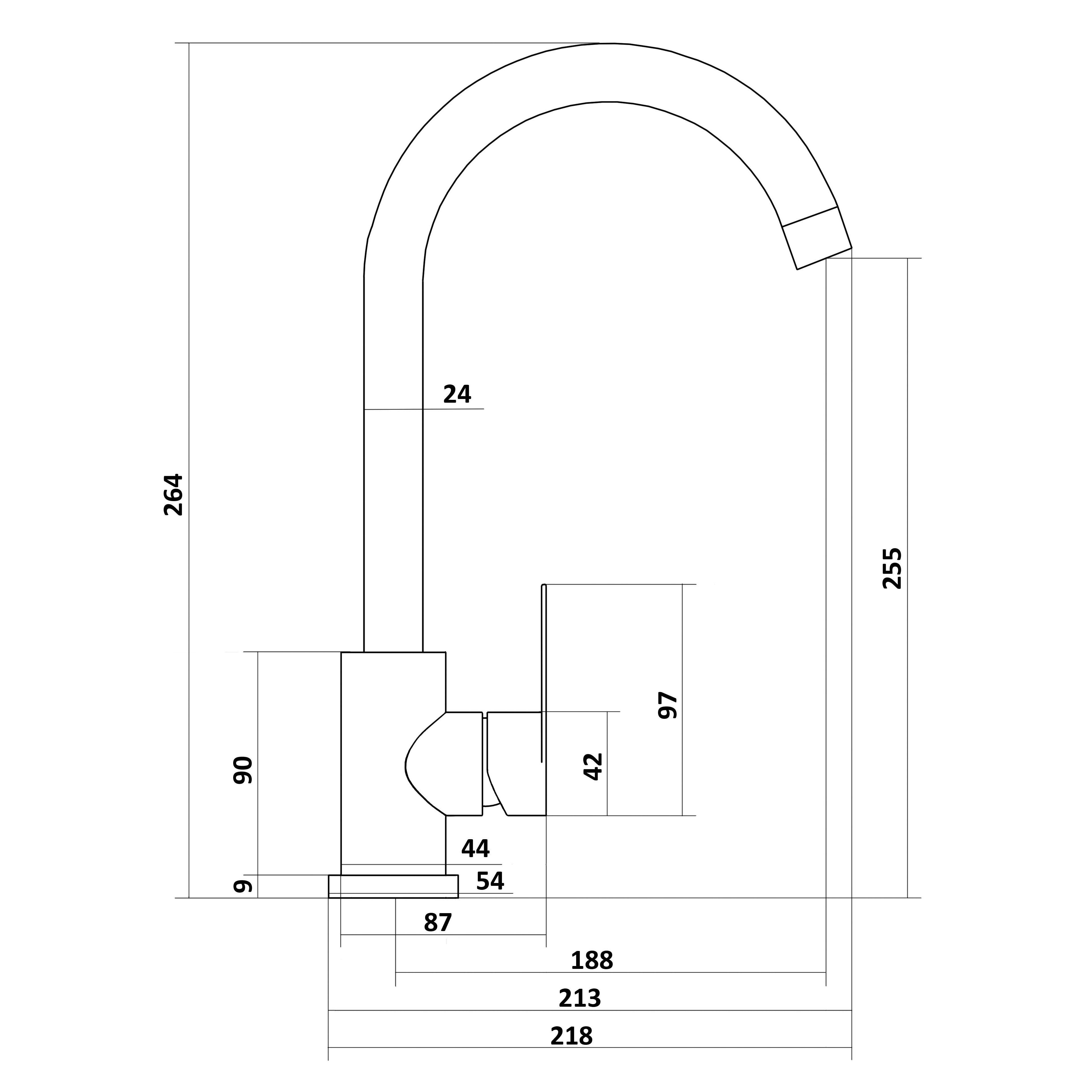 Изображение товара Однорычажный смеситель Славен Сл-од-ж27 излив 25.5 см цвет черный