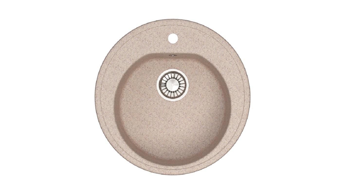 Изображение товара Врезная мойка Glanz J-003 51x51 глубина 19.10 см литьевой мрамор цвет песочный