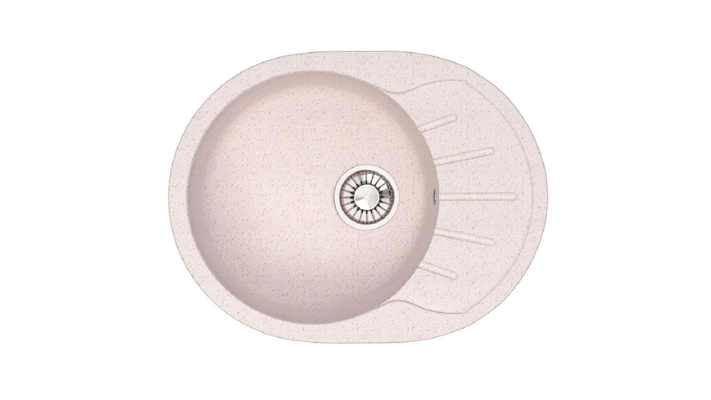 Изображение товара Врезная мойка Glanz J-010 57.50x44 глубина 21.50 см литьевой мрамор цвет бежевый