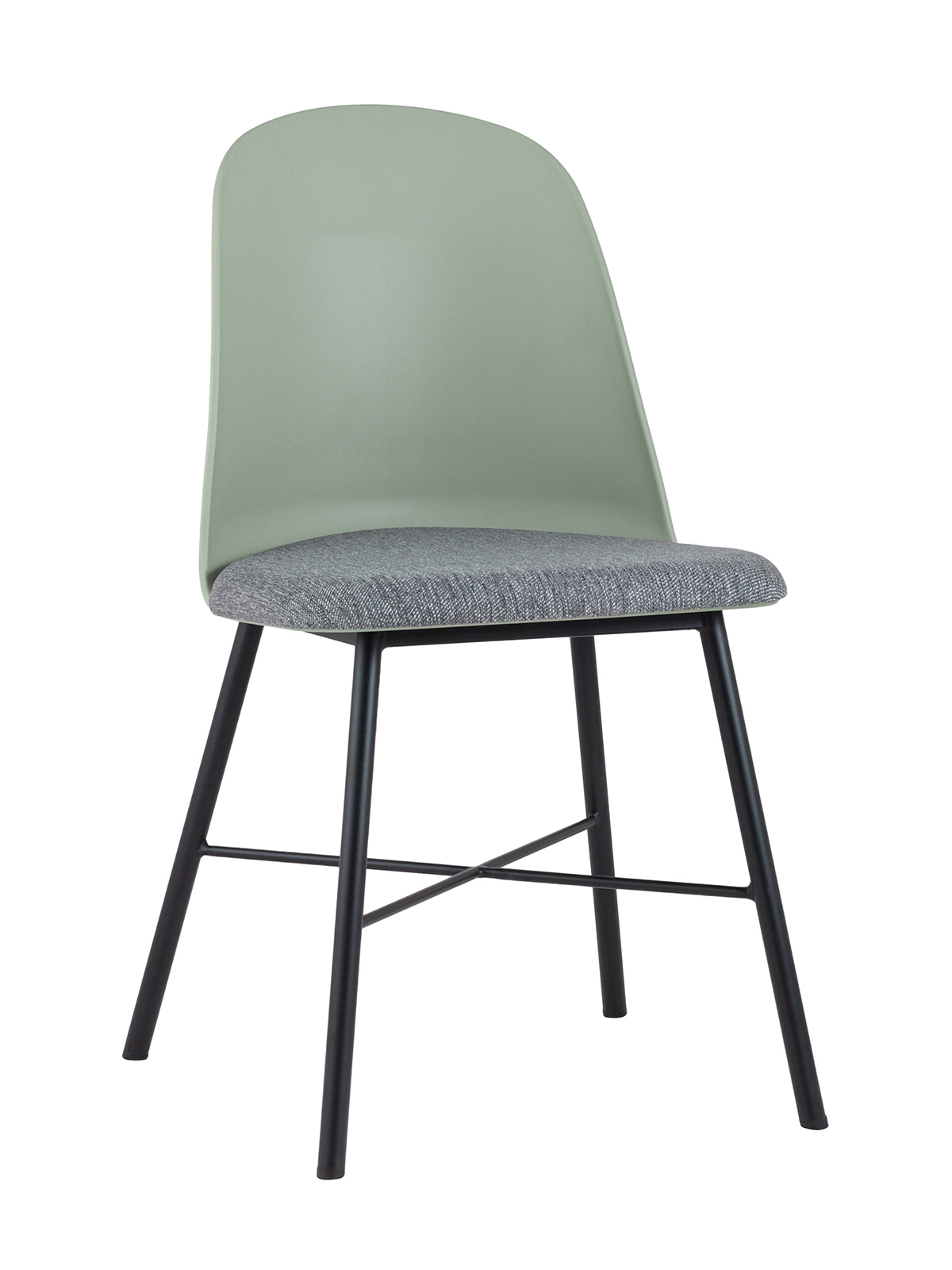 Изображение товара Кухонный стул Shell из ткани и металла современный дизайн серо-зеленый