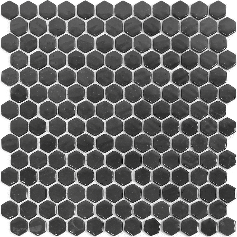 Изображение товара Мозаика стеклянная Natural STP-BK001-HEX черная 29x29 см