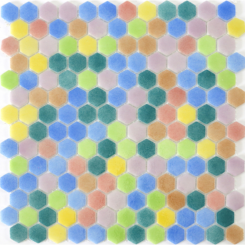 Изображение товара Мозаика стеклянная Natural STP-MIX001-HEX 29x29 см белая