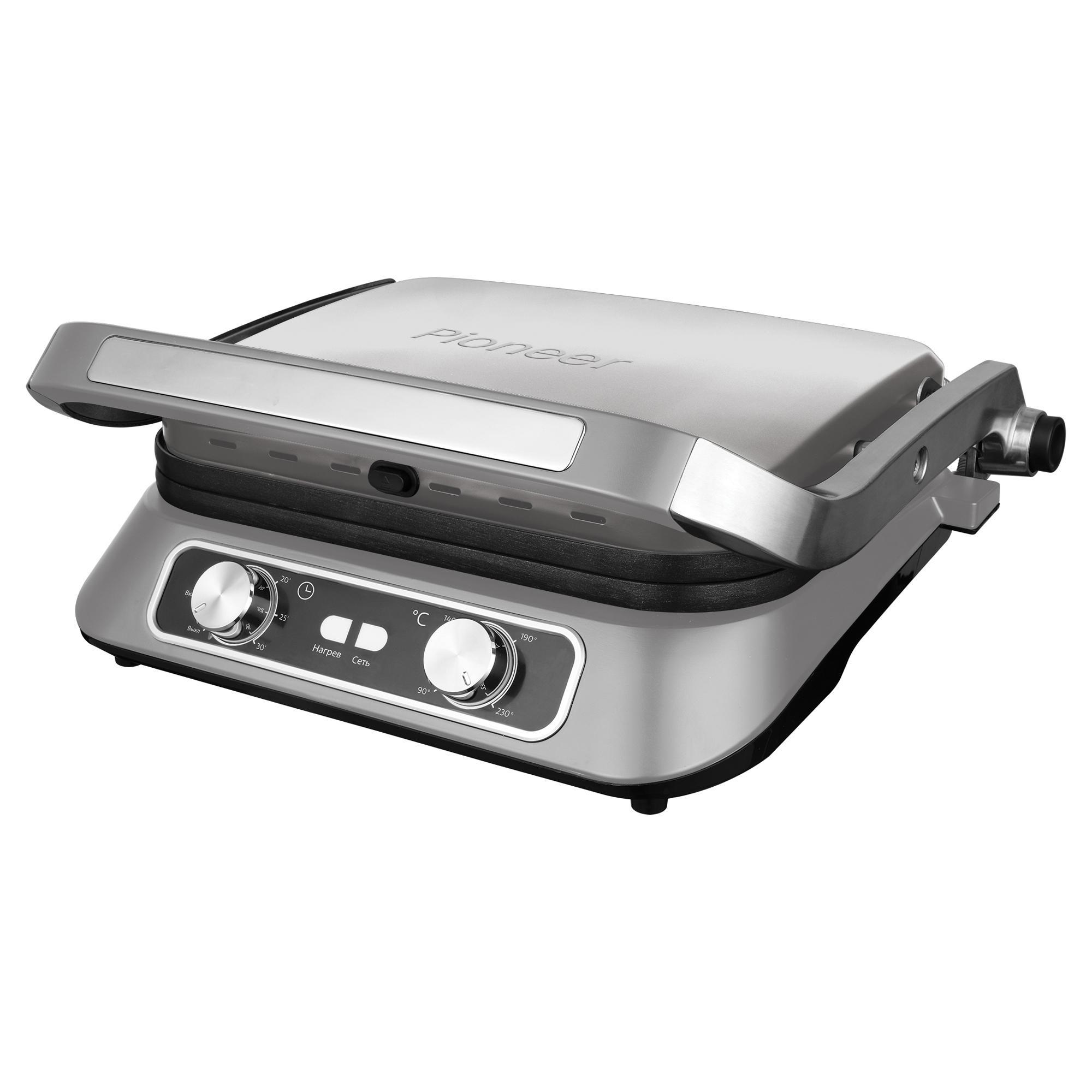 Изображение товара Электрогриль Pioneer GR1010E silver silk 2100 Вт с антипригарным покрытием