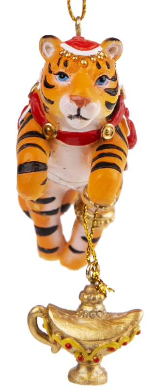 Изображение товара Подвесное украшение Nature "Тигр с лампой" 3x7.5x7.5 см полистоун оранжевый