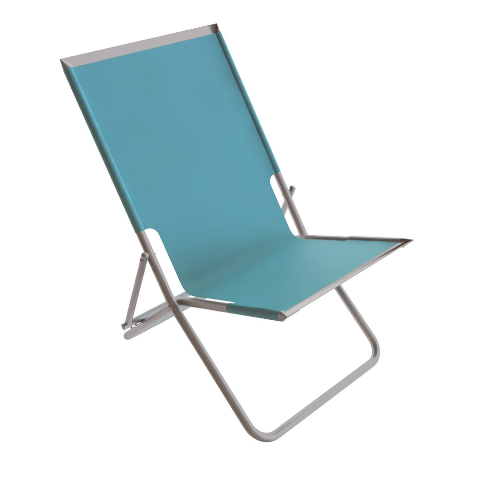 Изображение товара Шезлонг металлический с регулировкой спинки и сеткой ПВХ синего цвета