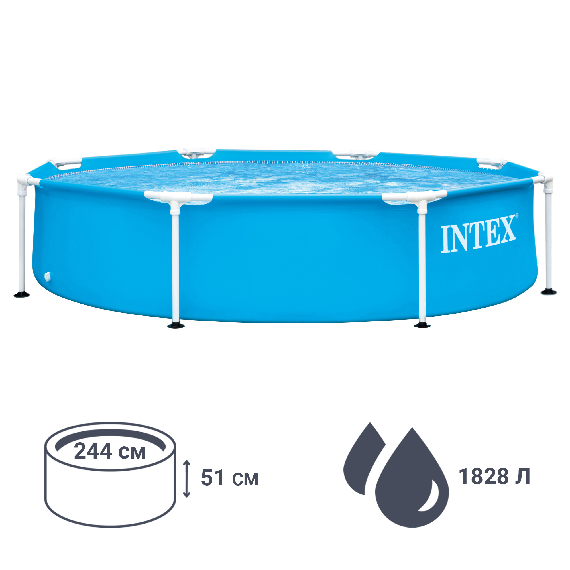 Изображение товара Бассейн каркасный круглый Intex 2.44x0.51 м 1828л