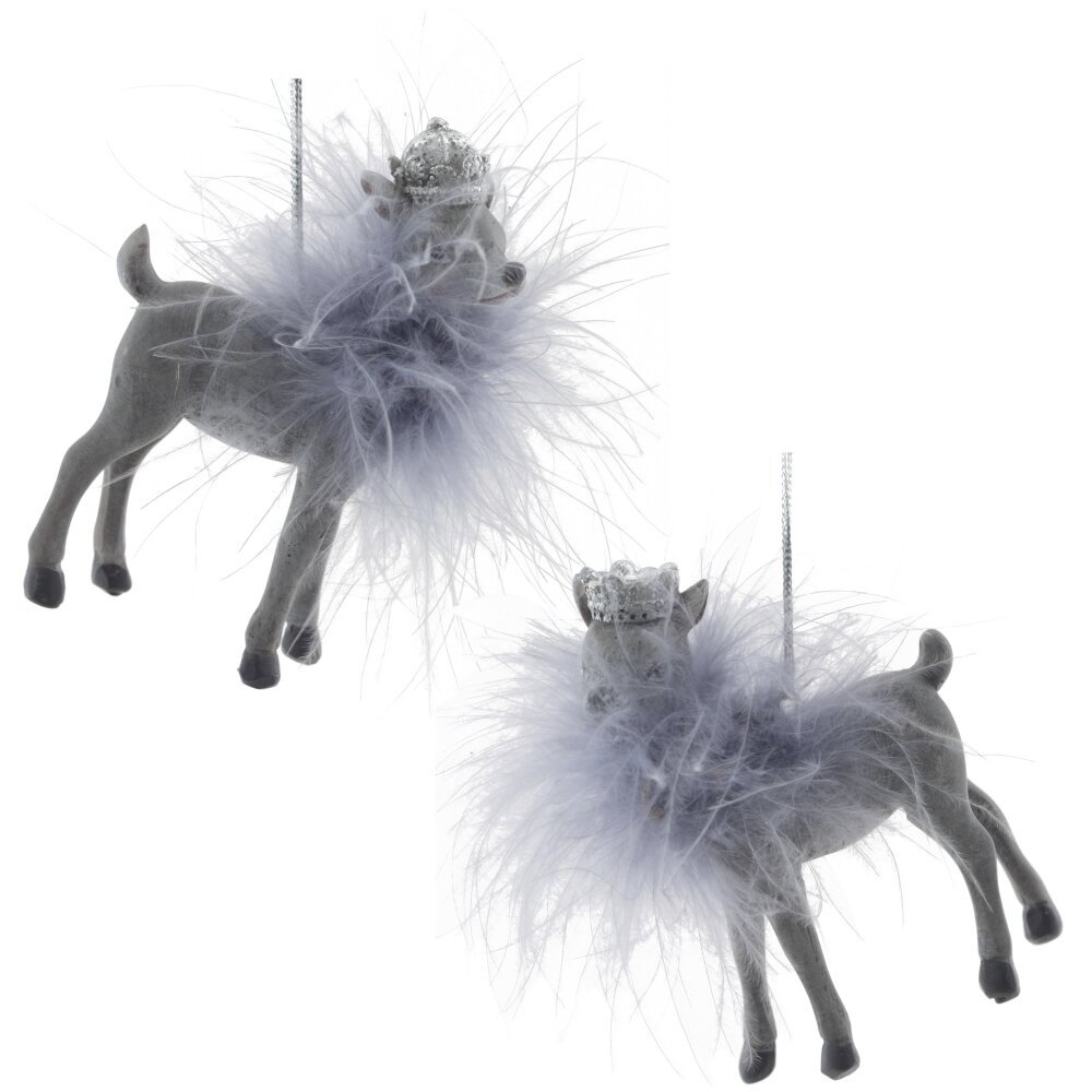 Изображение товара Декоративная фигурка Олень серый с подвесом 9 см для праздника и интерьера