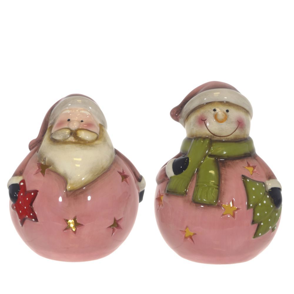 Изображение товара Фигурка декоративная Дед Мороз/Снеговик розовый h 12.5см