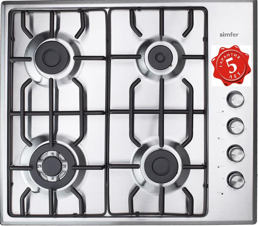 Изображение товара Газовая варочная панель SIMFER H60Q41M571 60 см 4 конфорки с электроподжиг хром