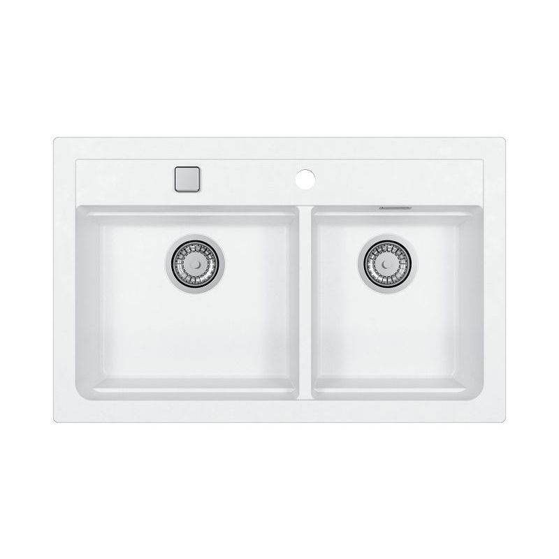 Изображение товара Врезная кухонная мойка Alveus ATROX 79x50 см из искусственного гранита белого цвета