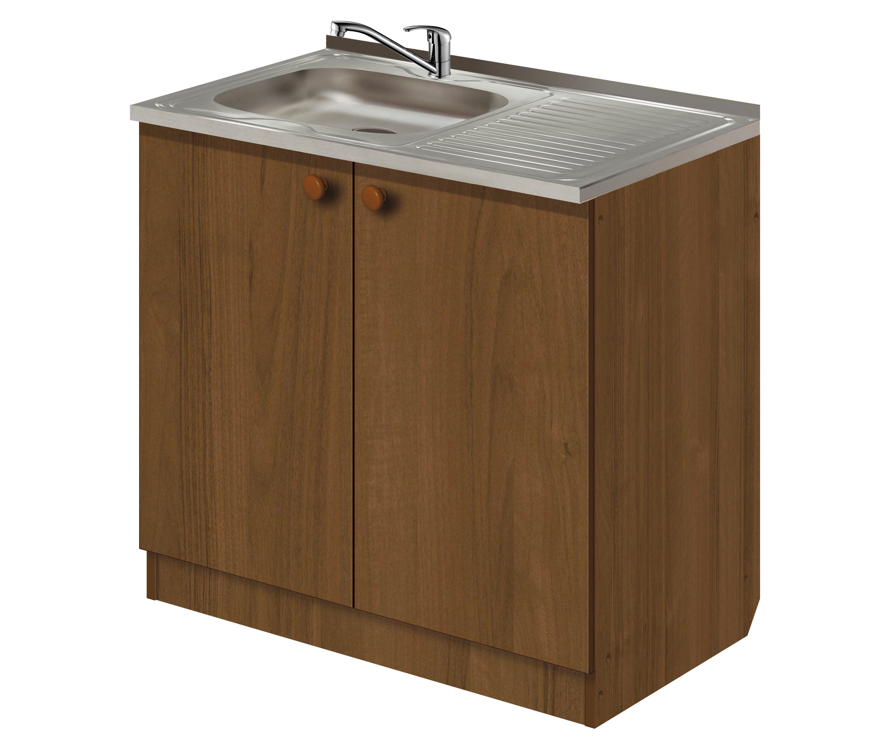 Изображение товара Напольный шкаф с мойкой и смесителем Лидер Эконом КП4219л 80x82x60 см ЛДСП цвет дуб