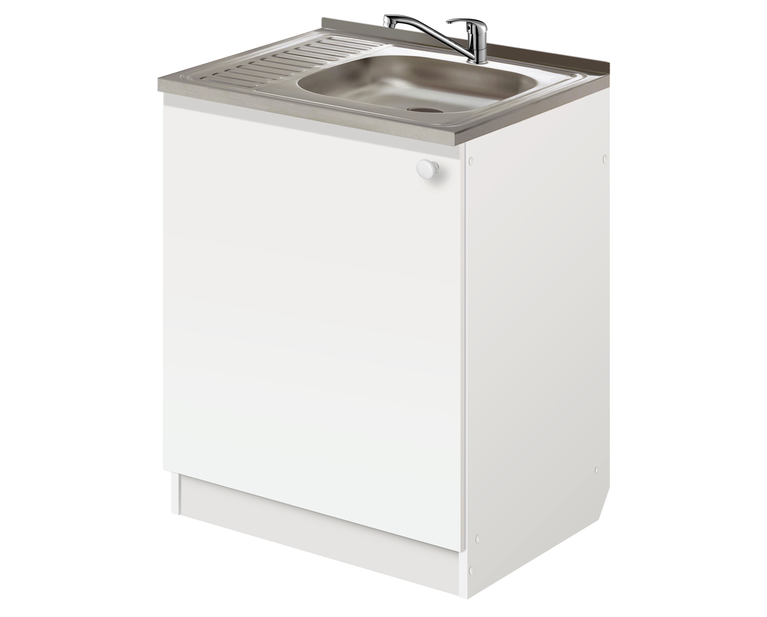 Изображение товара Напольный шкаф с мойкой и смесителем Лидер Эконом КП4211 60x82x60 см ЛДСП цвет белый