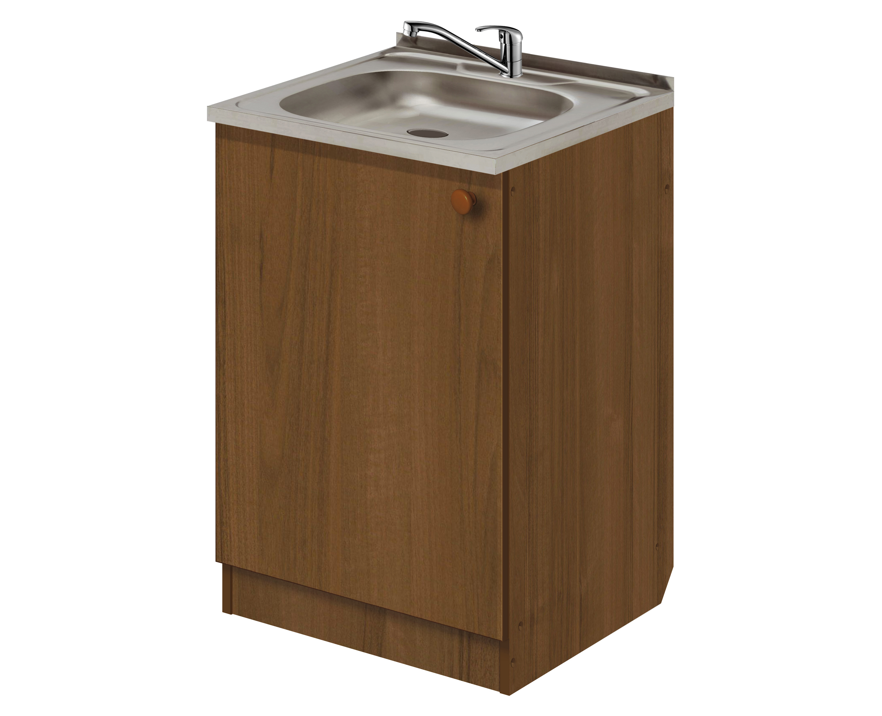 Изображение товара Напольный шкаф с мойкой и смесителем Лидер Эконом КП4209 50x82x60 см ЛДСП цвет дуб