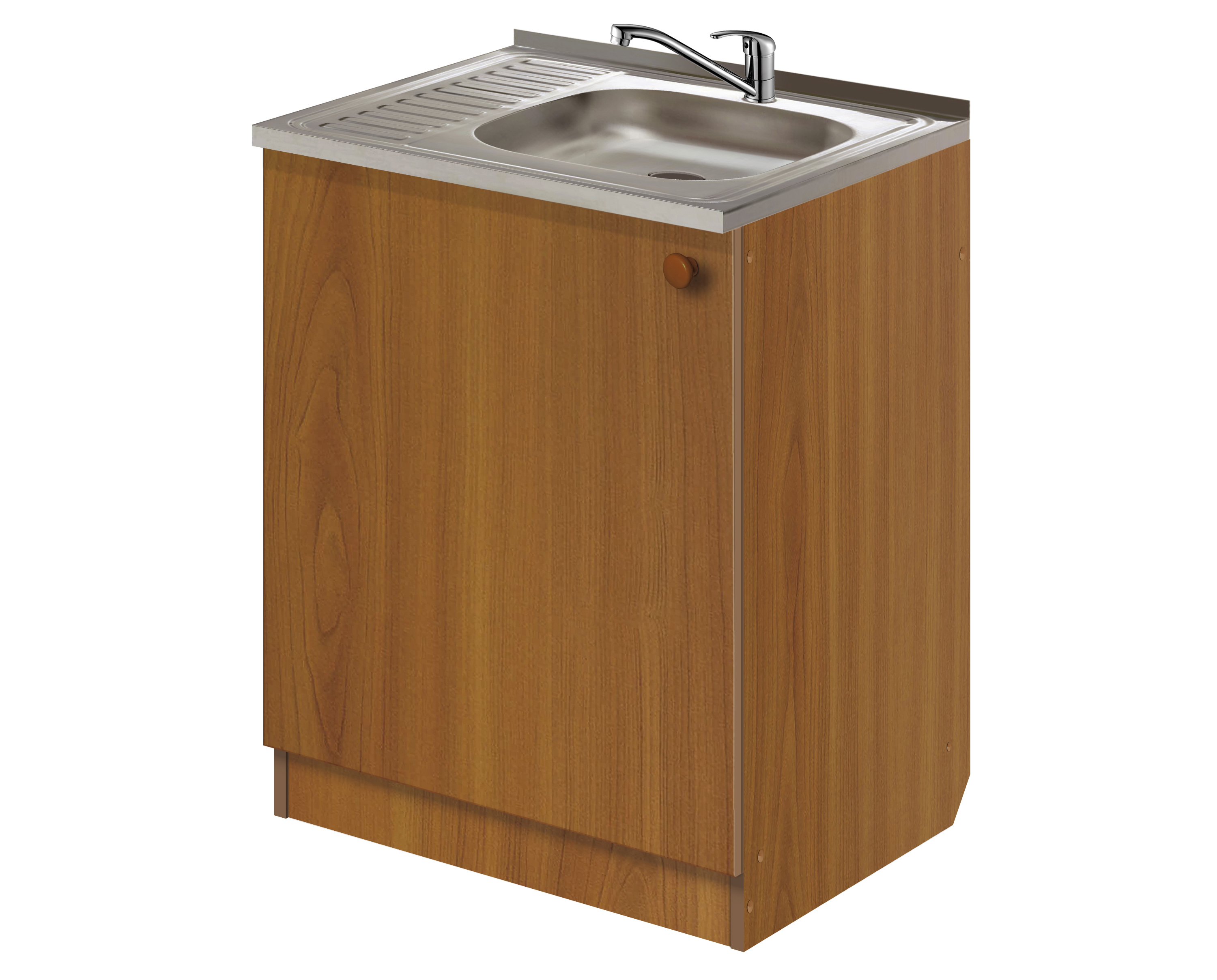 Изображение товара Напольный шкаф с мойкой и смесителем Лидер Эконом КП4215 60x82x60 см ЛДСП цвет ольха