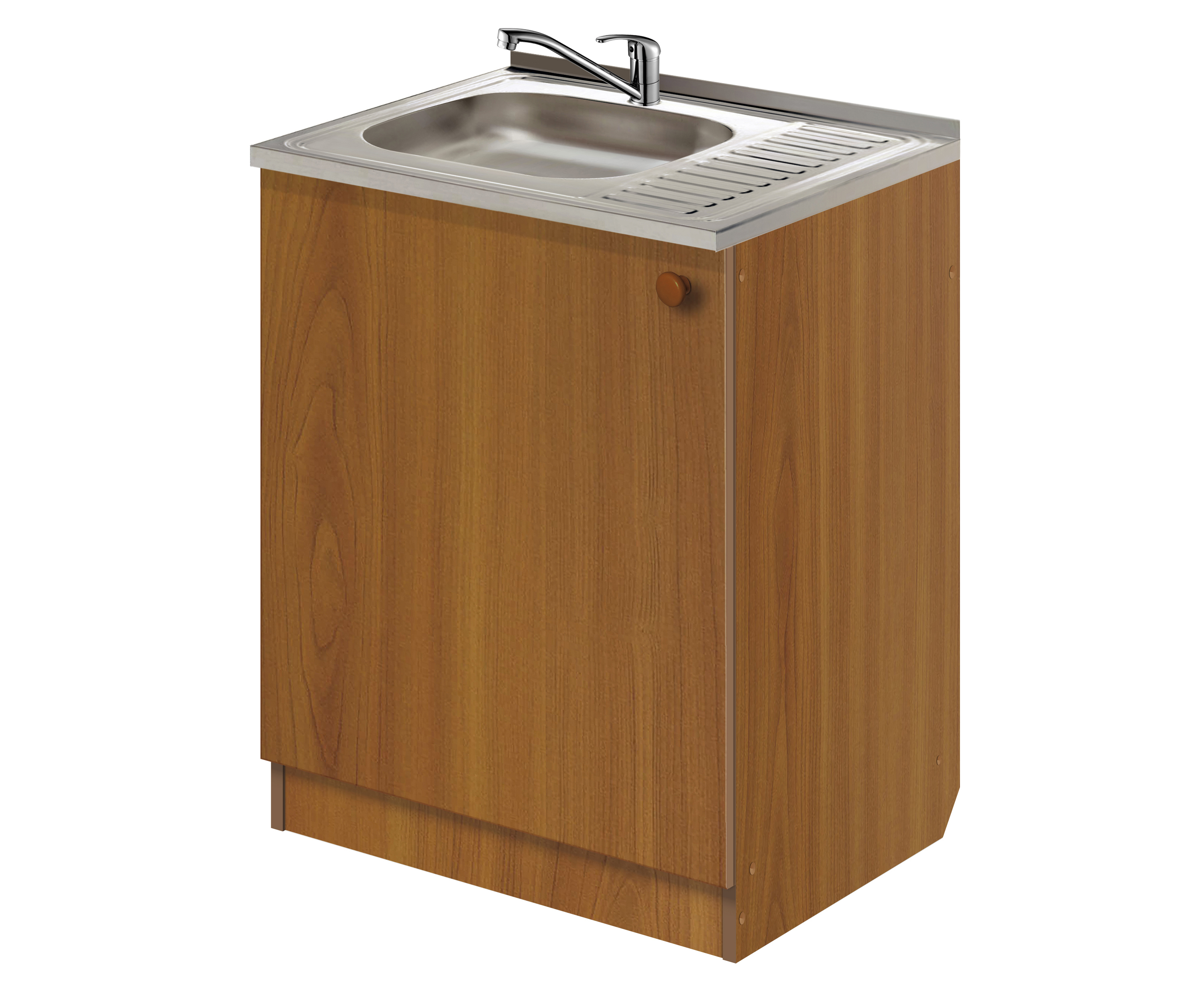 Изображение товара Напольный шкаф с мойкой и смесителем Лидер Эконом КП4215л 60x82x60 см ЛДСП цвет ольха