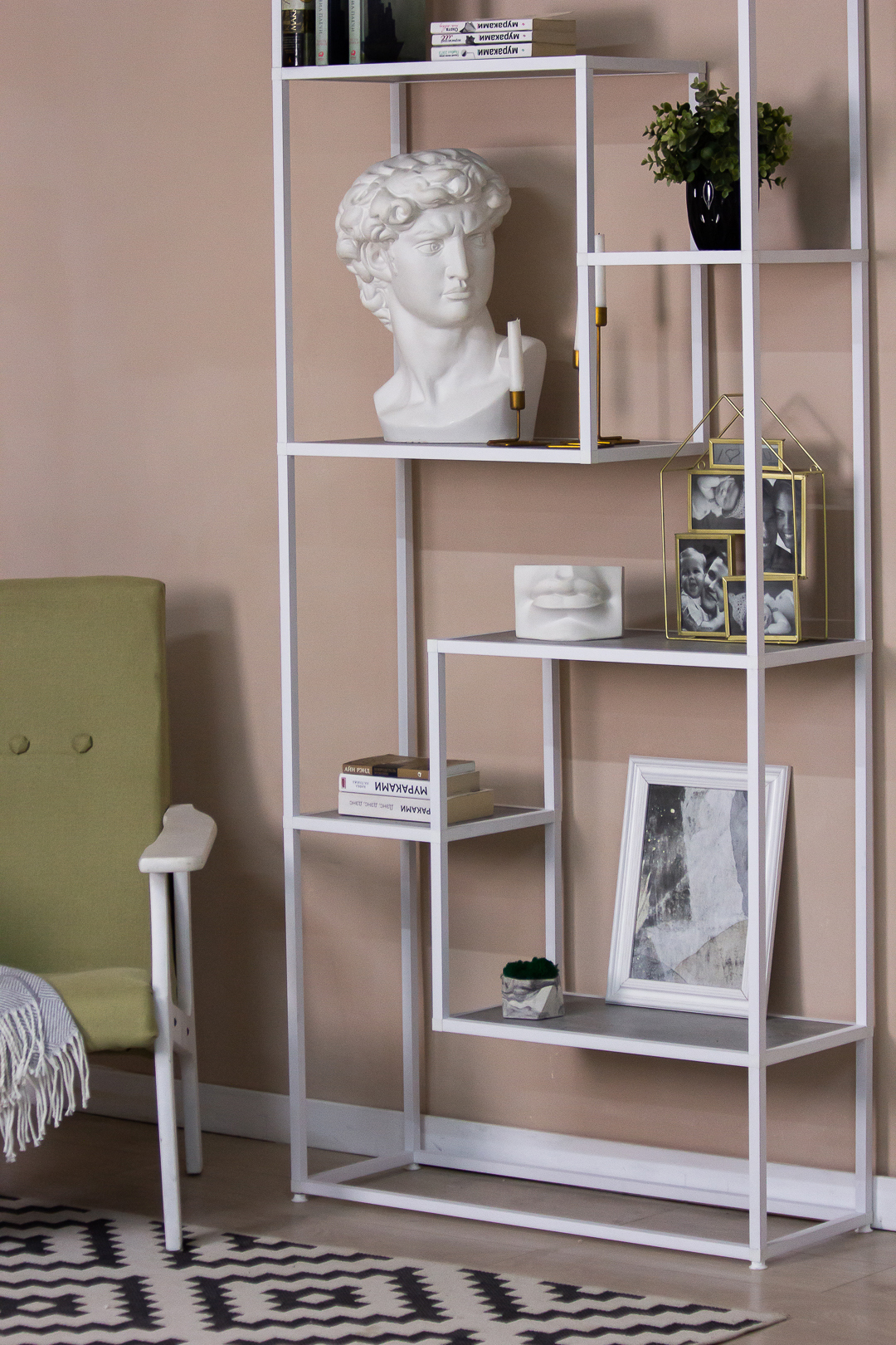 Изображение товара Стеллаж книжный Найди 86.4x199.2x30 см алюминий белый с 6 полками