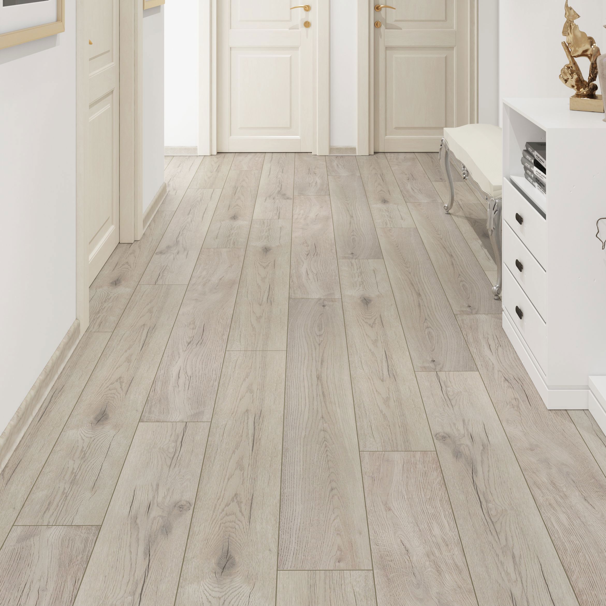 Изображение товара Ламинат Санарио 33 класс толщиной 8 мм с фаской серый 2.131 м²