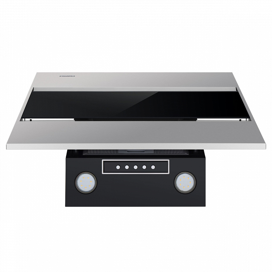 Изображение товара Кухонная вытяжка Maunfeld Bridge 50 нержавеющая сталь черное стекло наклонная стильная вентиляция