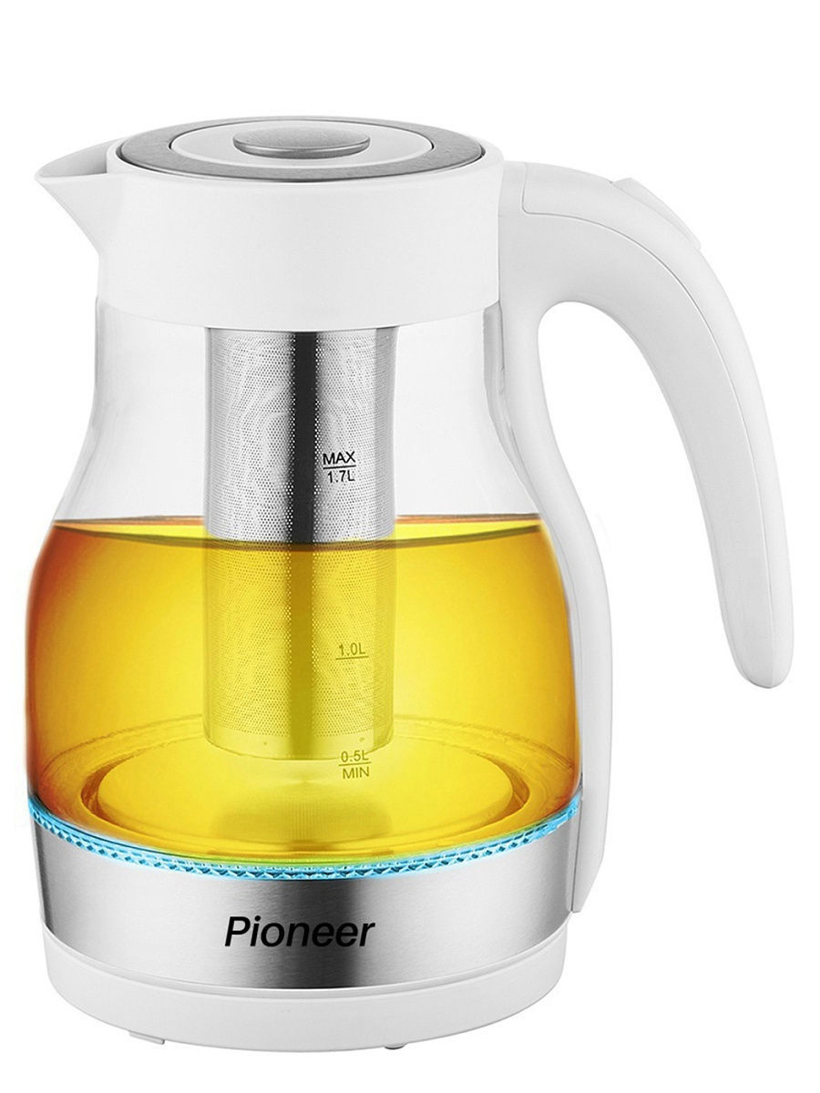 Изображение товара Электрический чайник Pioneer KE802G white 1,7 л стекло светодиодная подсветка