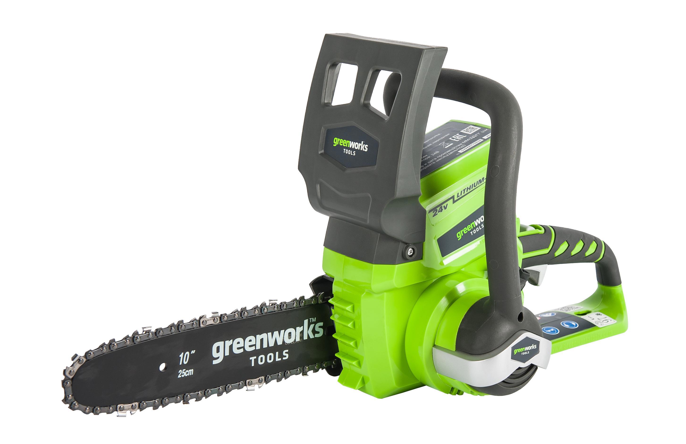 Изображение товара Аккумуляторная цепная пила Greenworks 24V G24CS25 25 см без АКБ и ЗУ