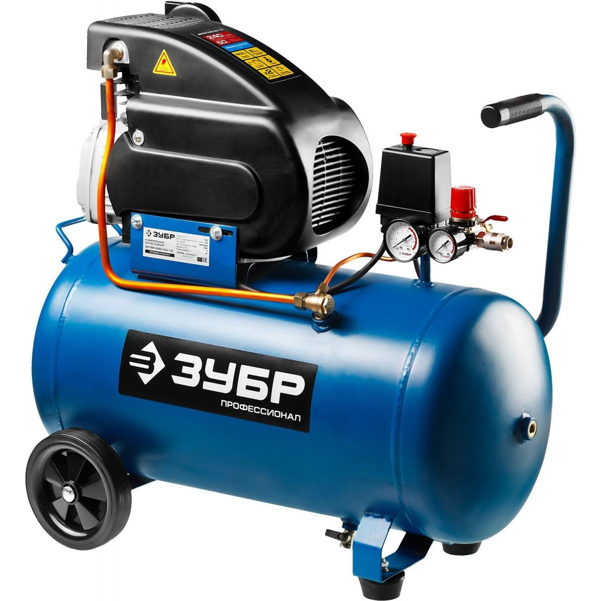 Изображение товара Поршневой масляный компрессор Зубр ЗКПМ-240-50-1.5 50 л 240 л/мин