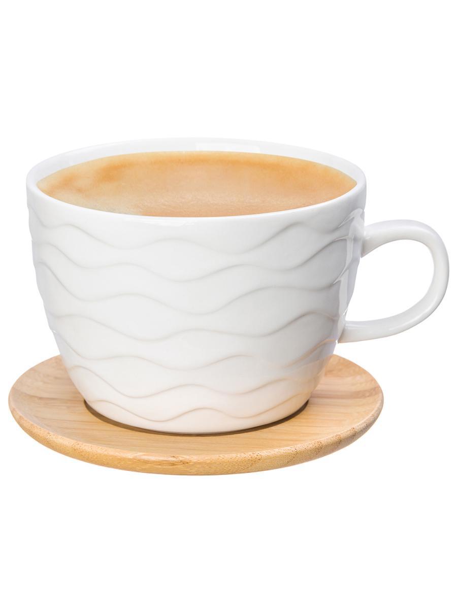 Изображение товара Чашка для кофе и напитков ELAN GALLERY Айсберг 500 мл фарфор бамбук белая