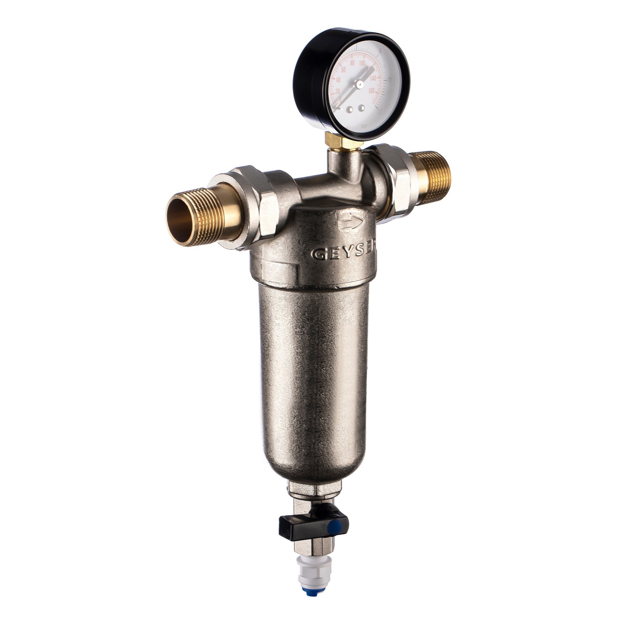 Изображение товара Фильтр Гейзер магистральный Бастион 122 3/4 с манометром для горячей и холодной воды