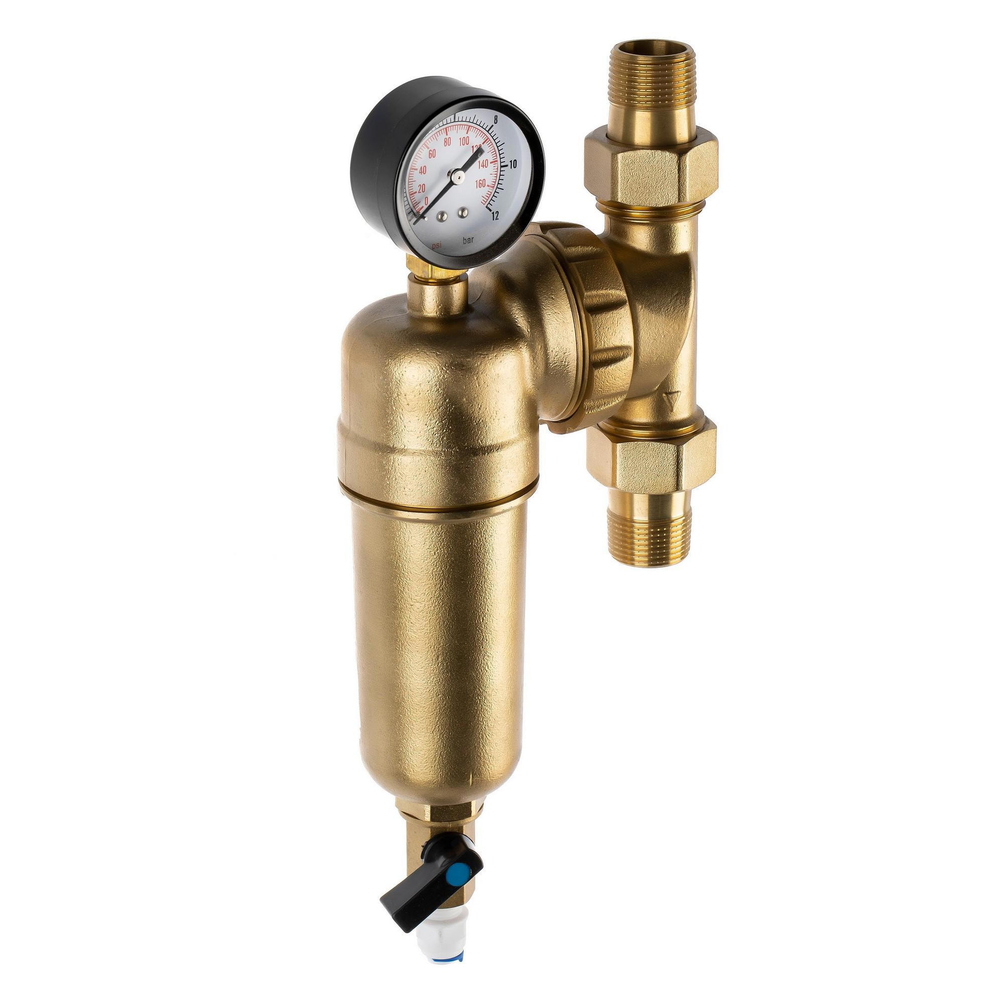 Изображение товара Фильтр Гейзер Бастион 3/4 для горячей воды с манометром