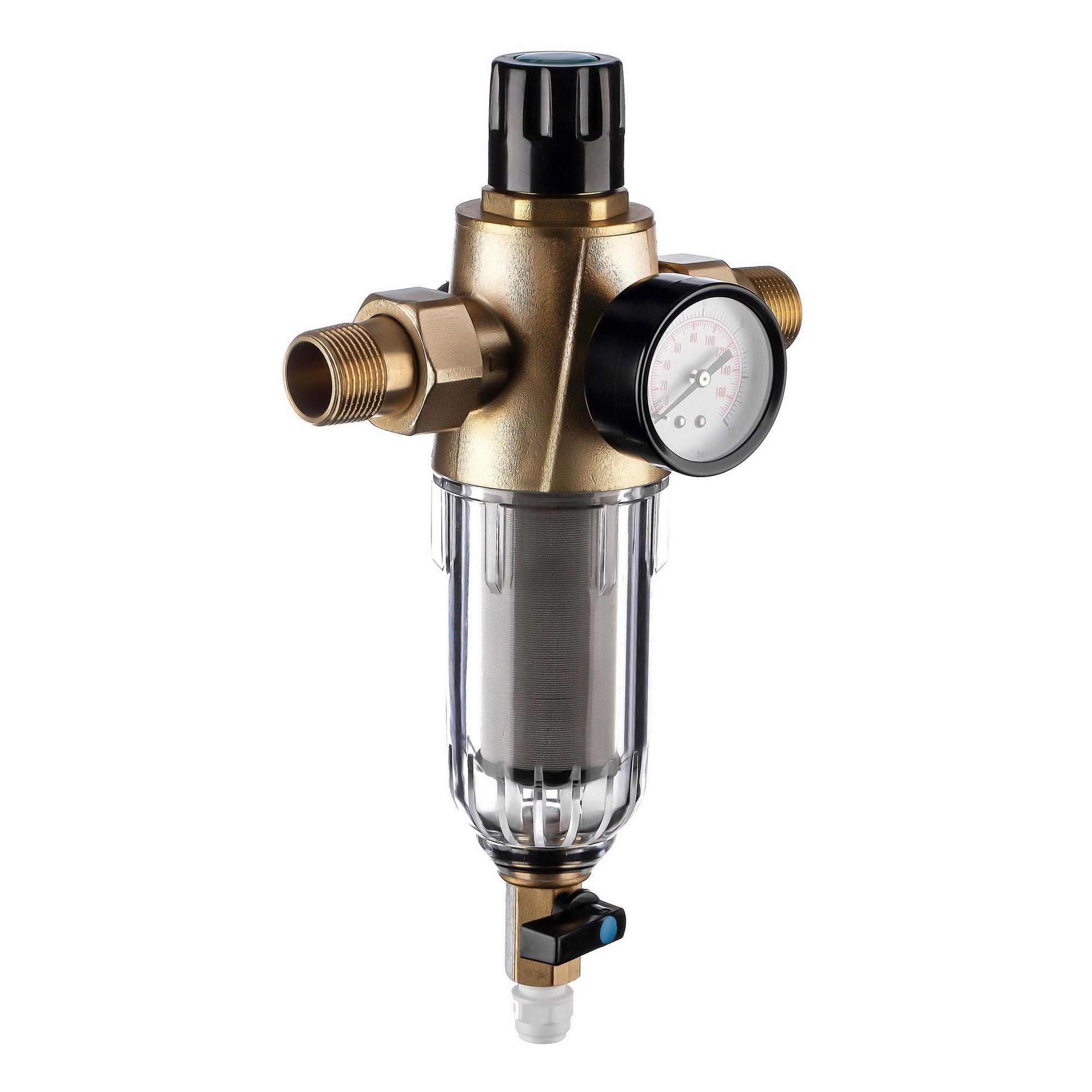 Изображение товара Фильтр Гейзер магистральный Бастион (3/4 для холодной воды, с обратной промывкой, с манометром d65)