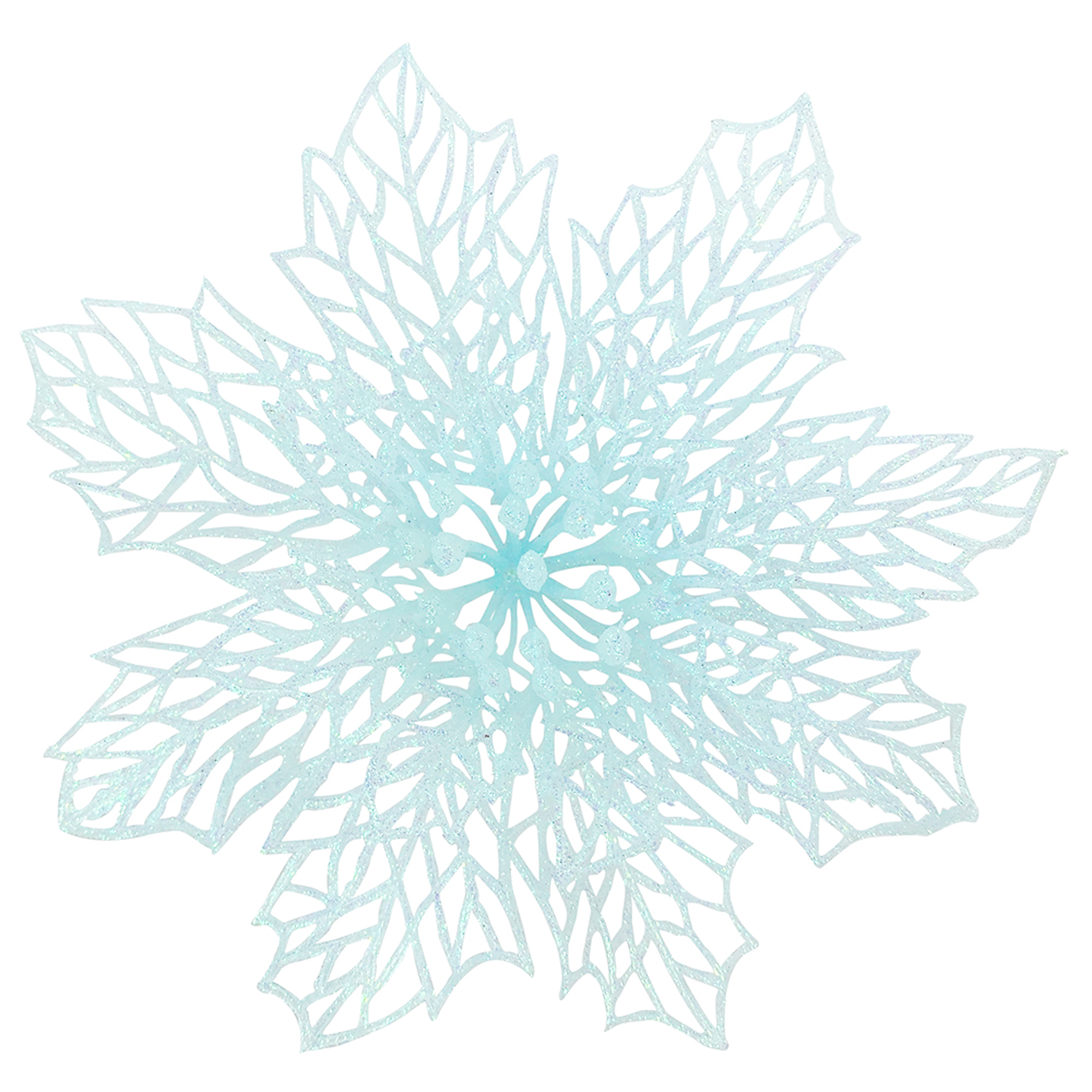 Изображение товара Новогоднее украшение Цветок рождественский голубой 12x12 см елочная игрушка